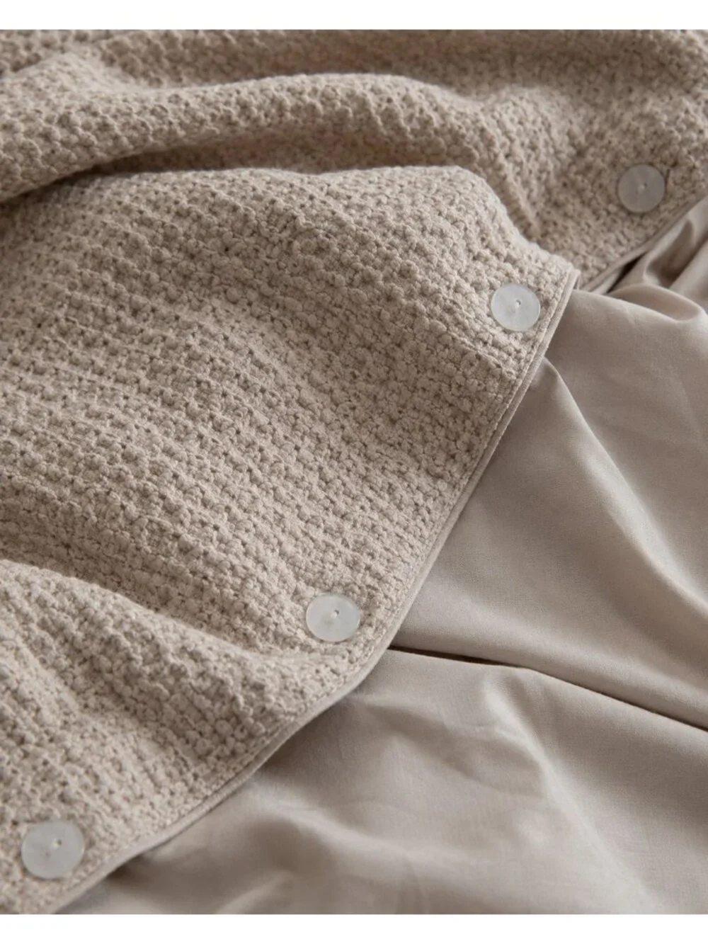 S26a | Quince Organic Luxe Honeycomb Duvet Cover Set King Cal King Sand NWOT